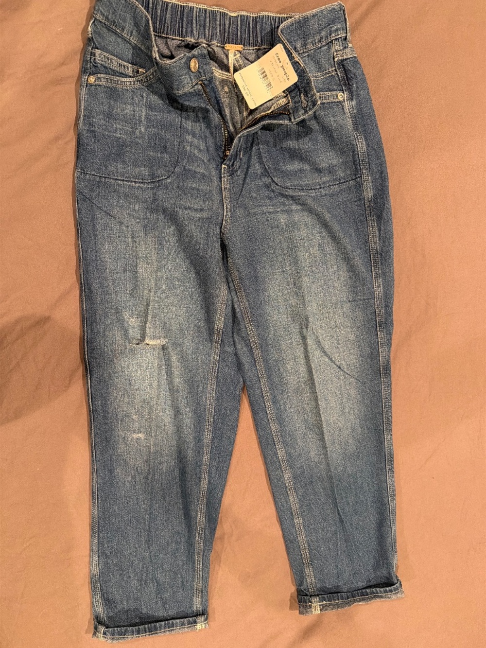 NWT Free People Chloe Mom Jeans Admiral Blue Size Small